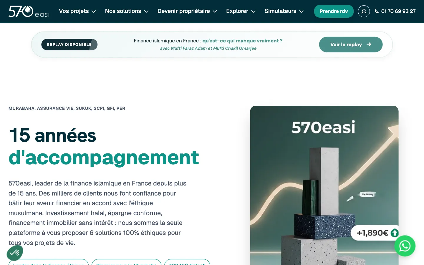 Screenshot of the 570easi website