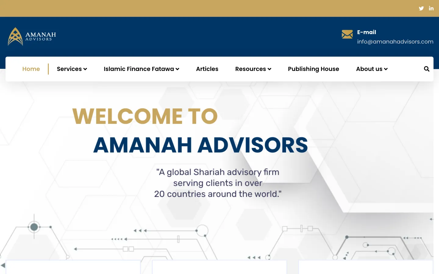Screenshot of the Amanah Advisors website