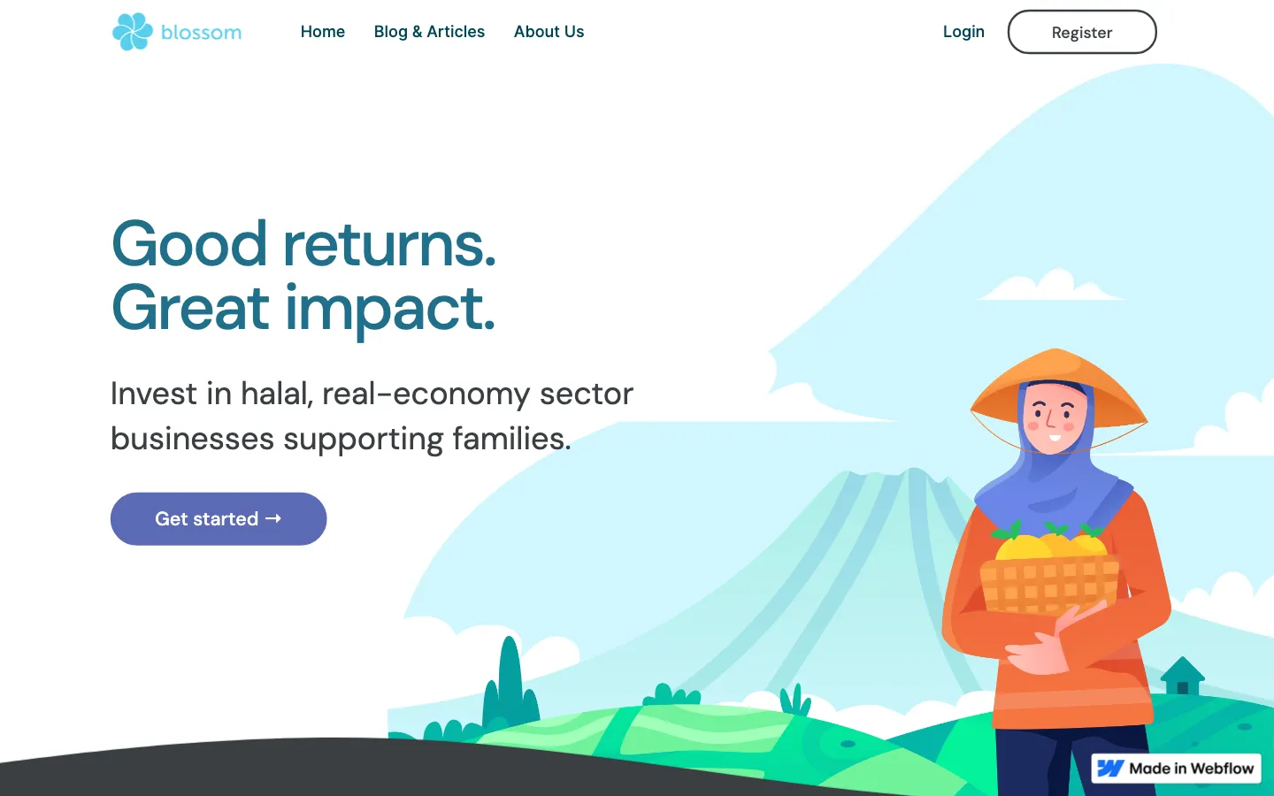 Screenshot of the Blossom Finance website