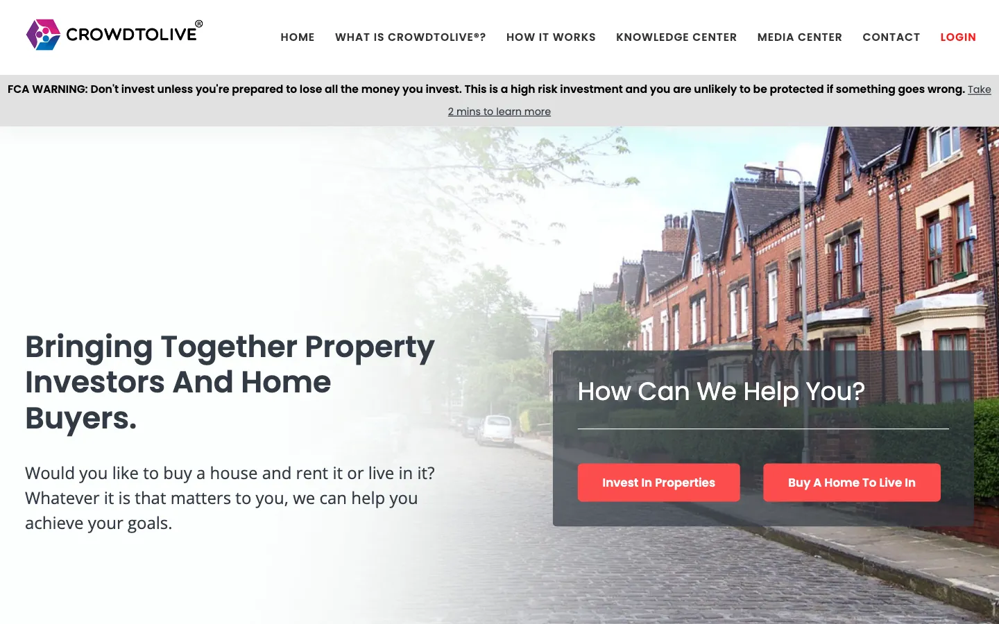 Screenshot of the CrowdToLive website
