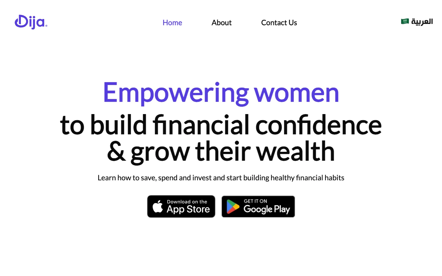 Screenshot of the Dija website