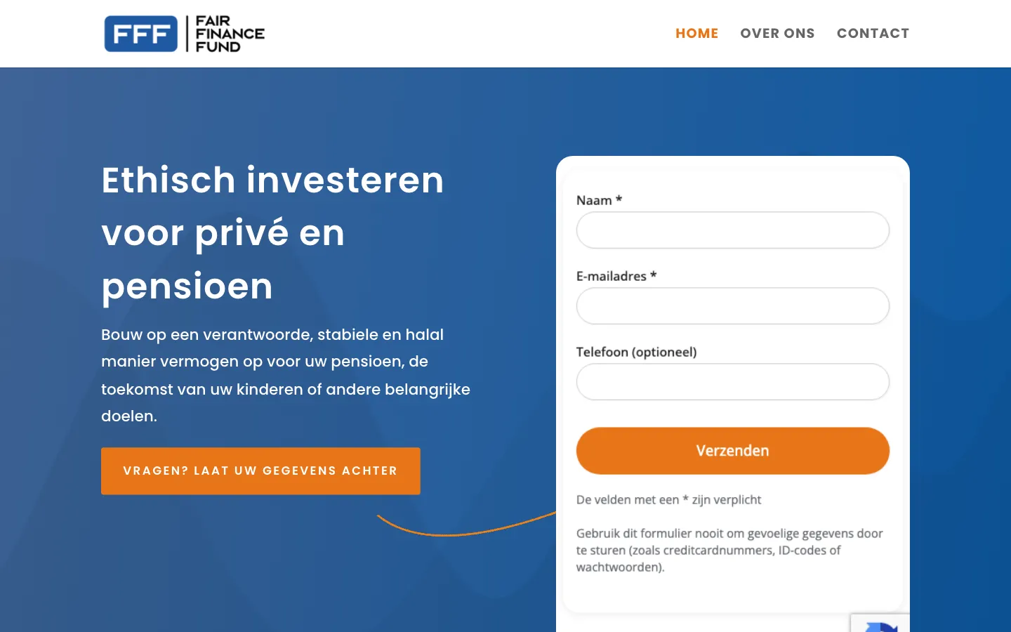 Screenshot of the Fair Finance Fund website