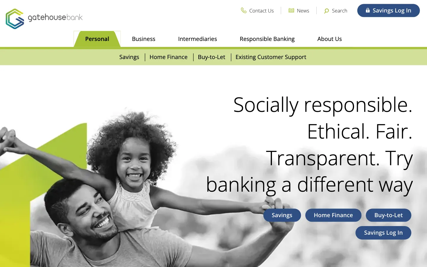 Screenshot of the Gatehouse Bank website