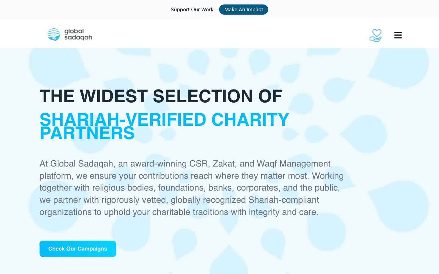 Screenshot of the GlobalSadaqah website