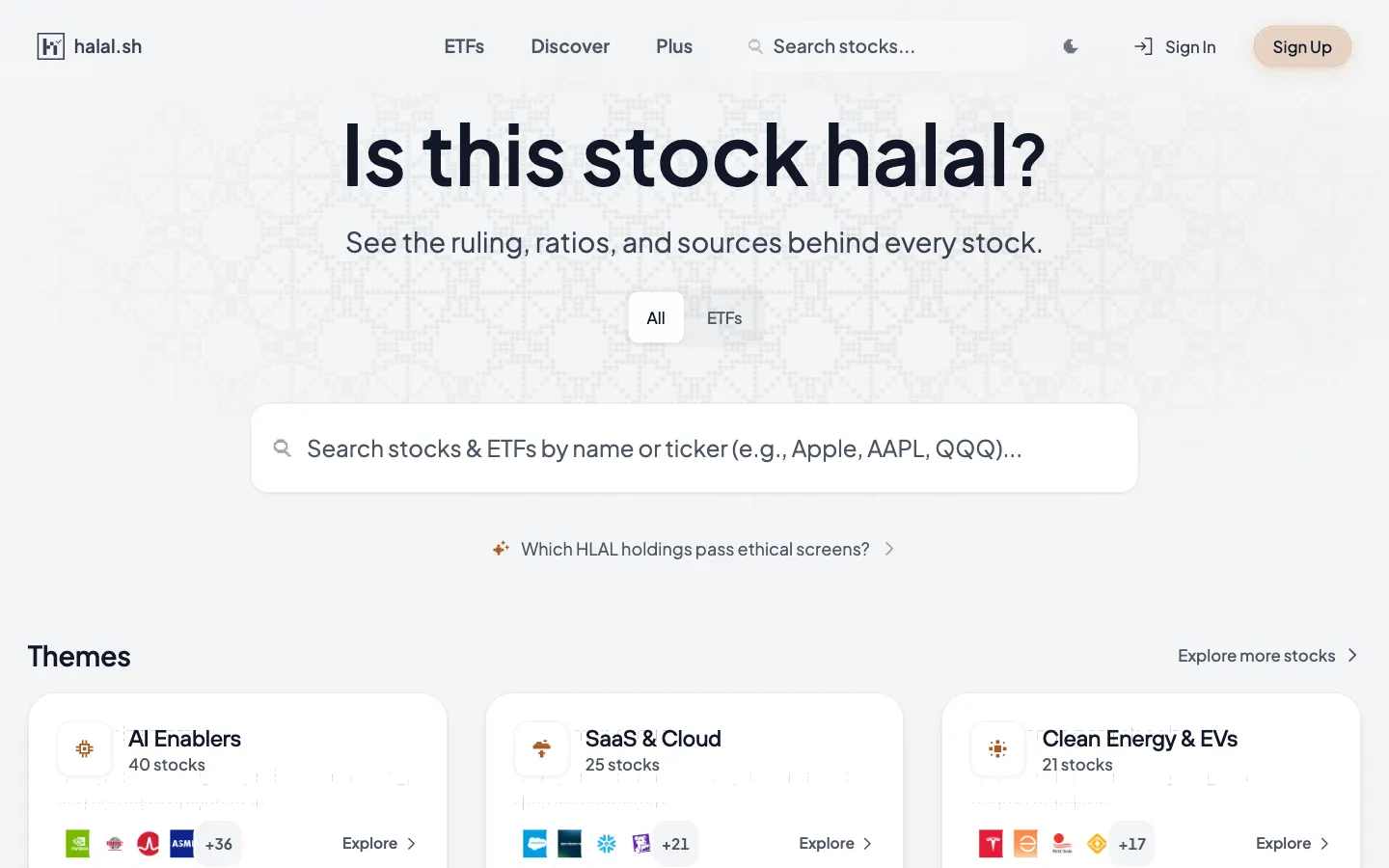 Screenshot of the halal.sh website