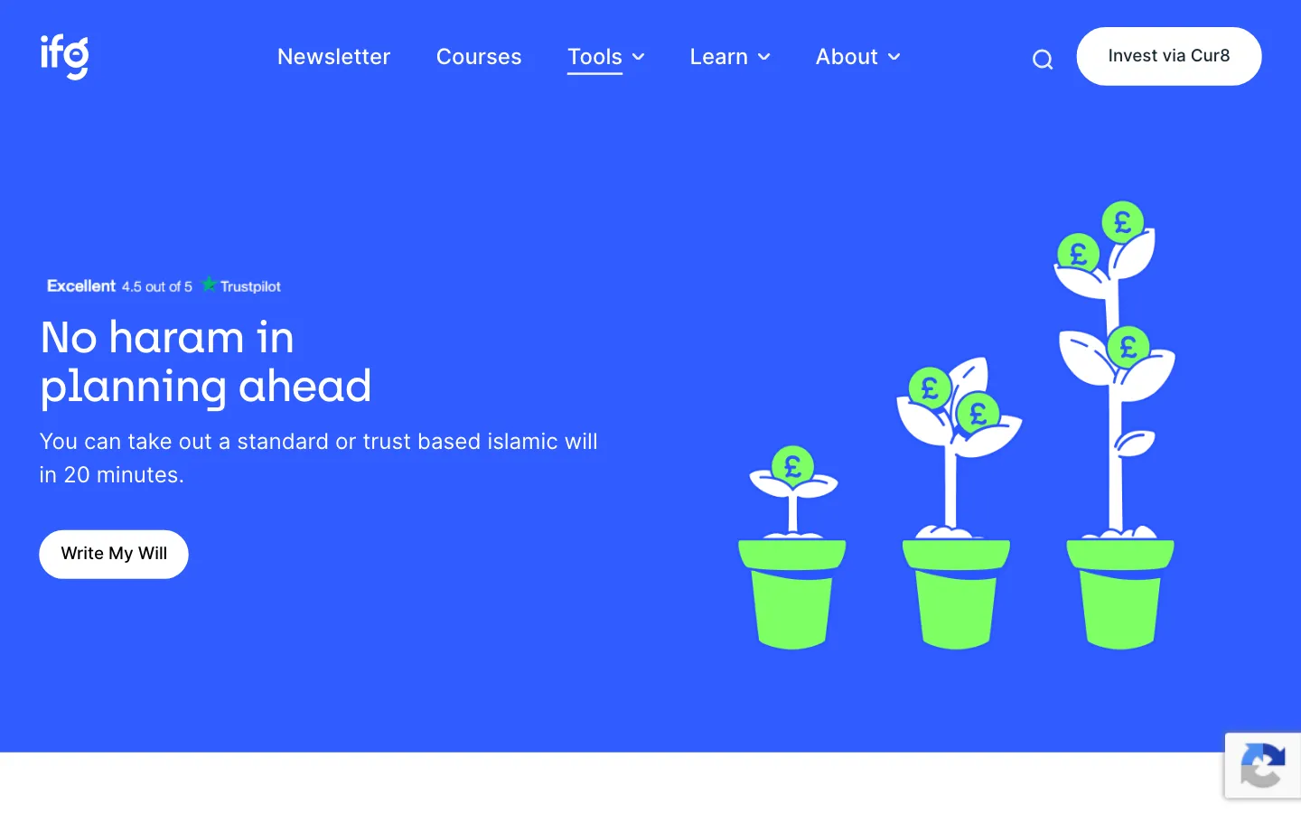 Screenshot of the IFG Wills website