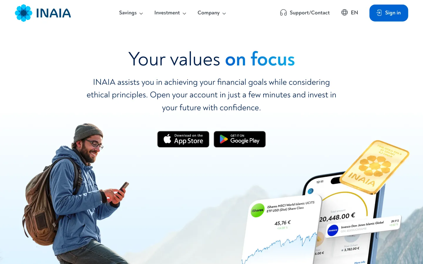 Screenshot of the INAIA website