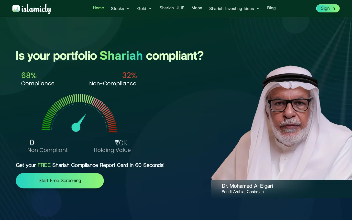 Screenshot of the Islamicly website