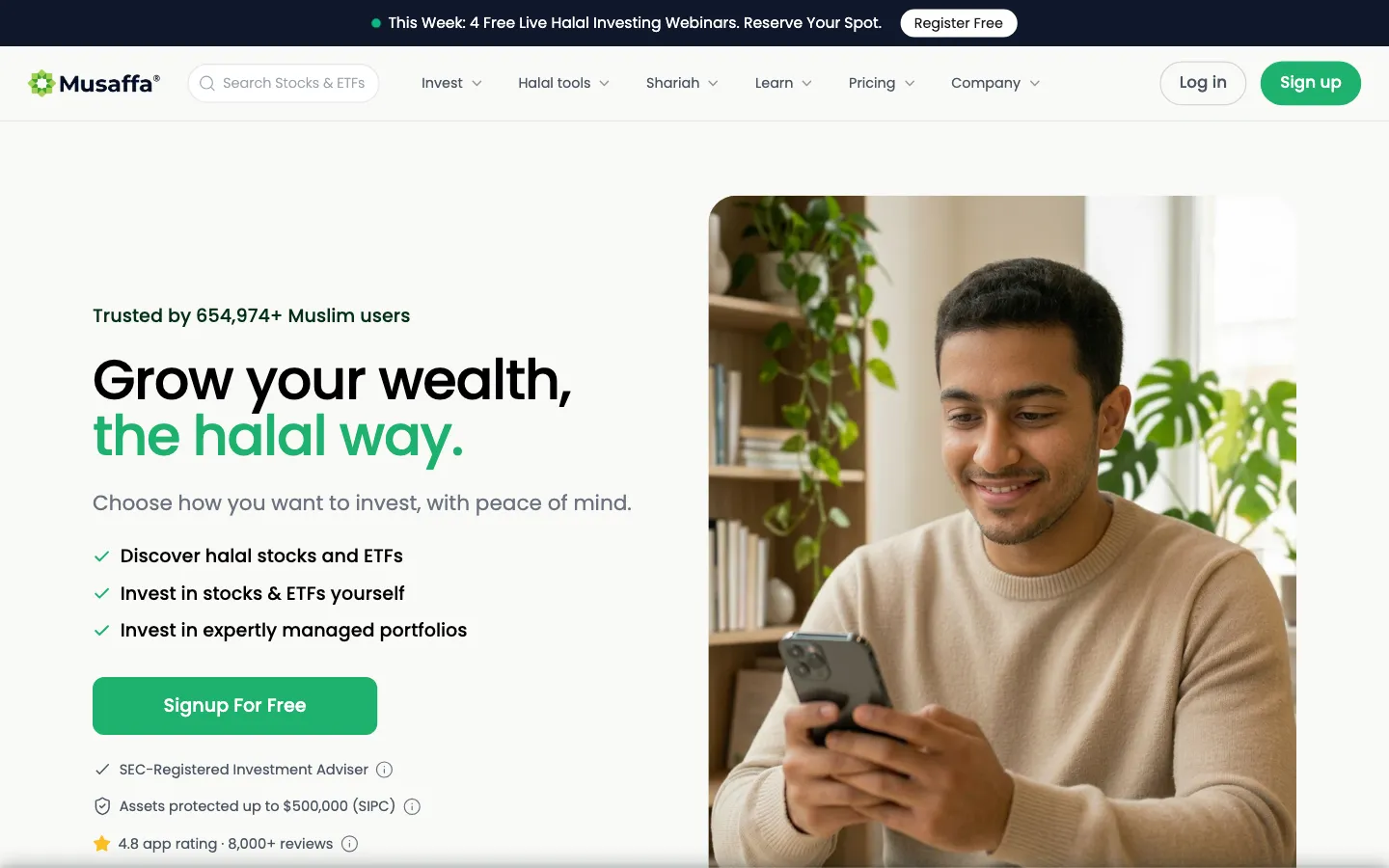 Screenshot of the Musaffa website