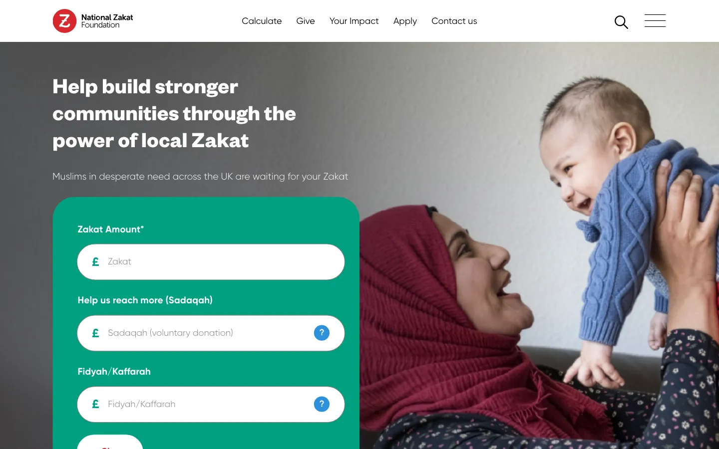 Screenshot of the National Zakat Foundation (NZF) website