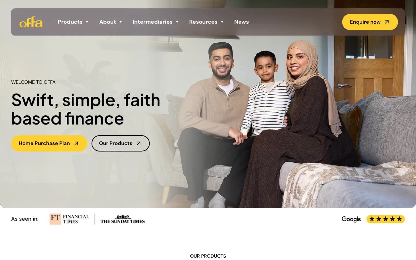 Screenshot of the Offa website