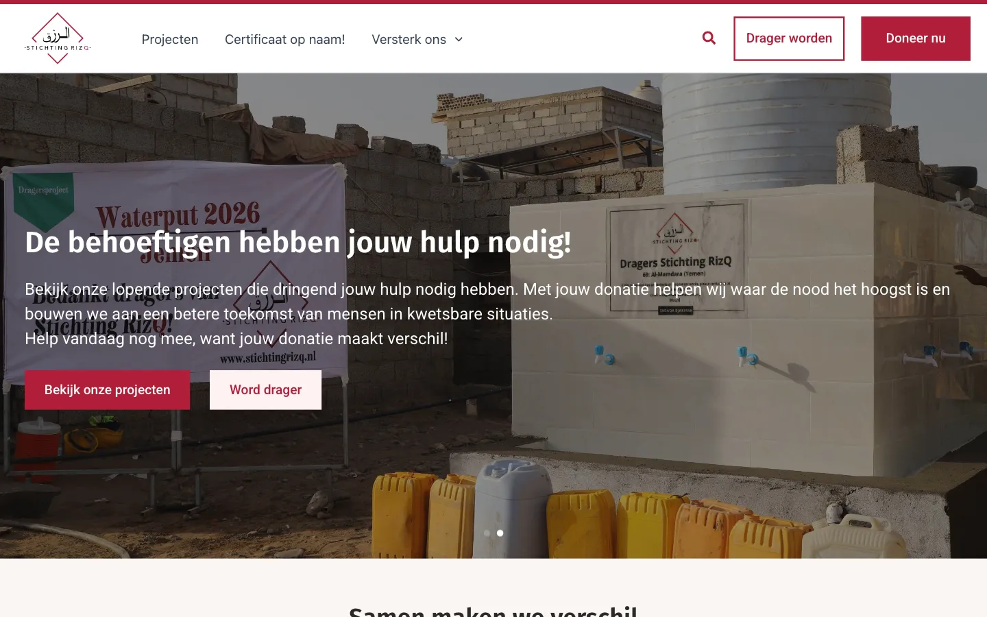 Screenshot of the Stichting RizQ website