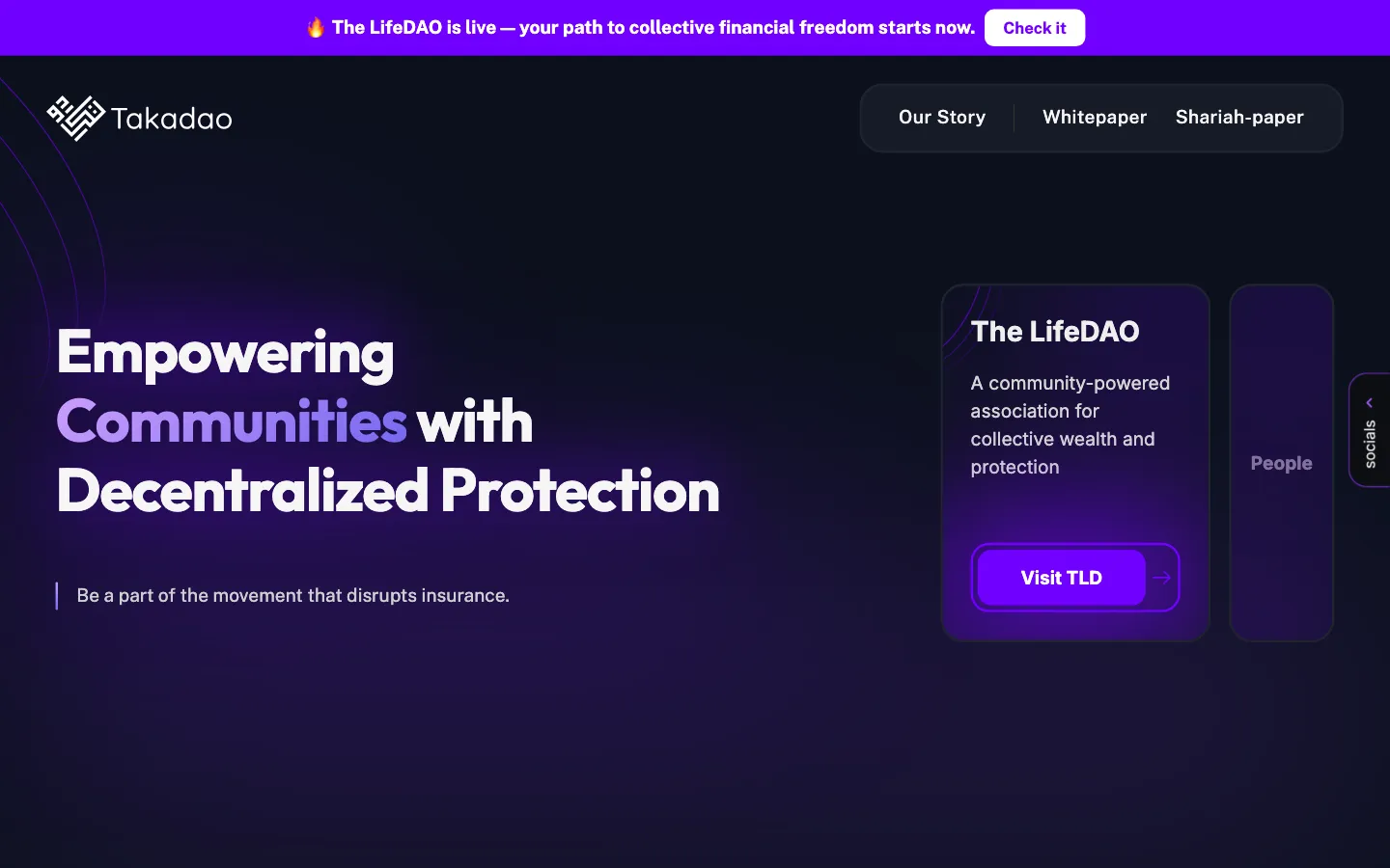 Screenshot of the Takadao website