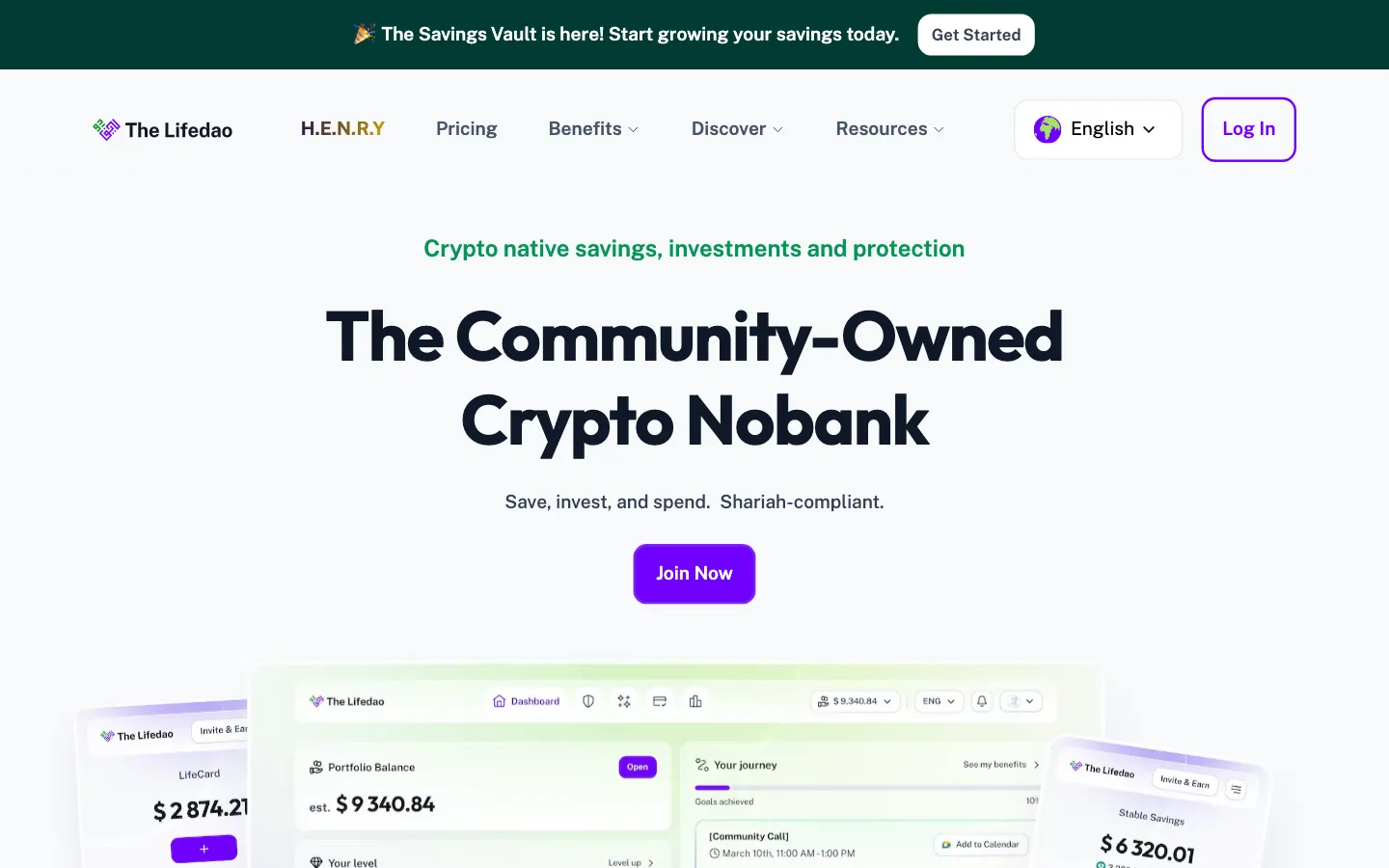 Screenshot of the The Lifedao website